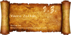 Vavro Zoltán névjegykártya